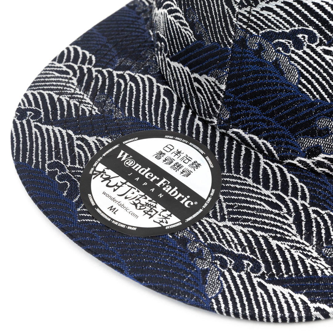 Kimono Fabric Cap - Navy Wave Pattern