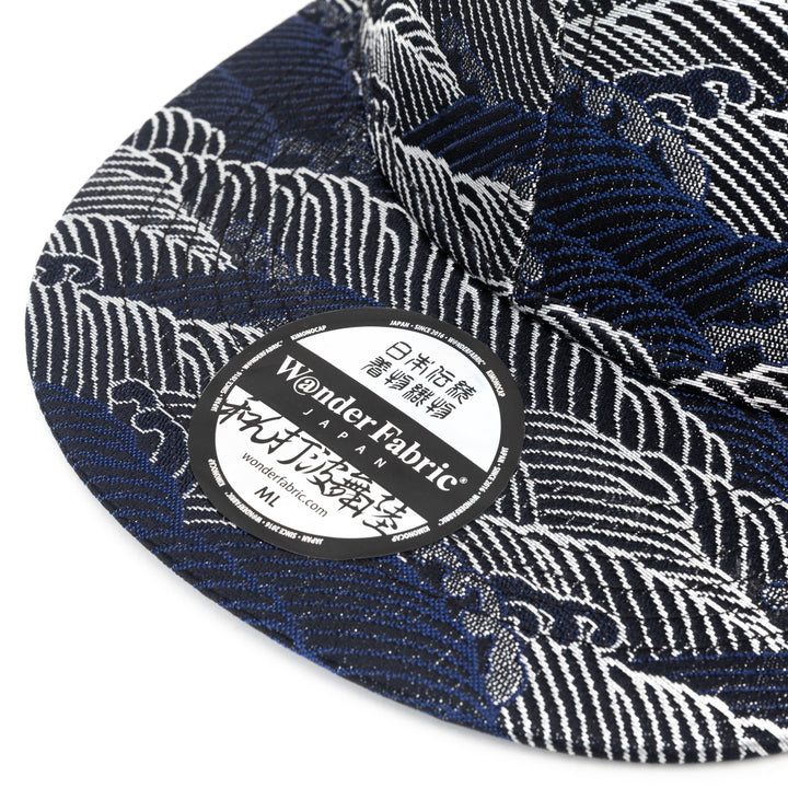 Kimono Fabric Cap - Navy Wave Pattern