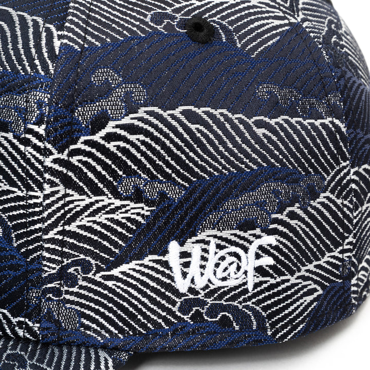 Kimono Fabric Cap - Navy Wave Pattern