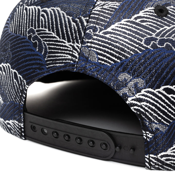 Kimono Fabric Cap - Navy Wave Pattern