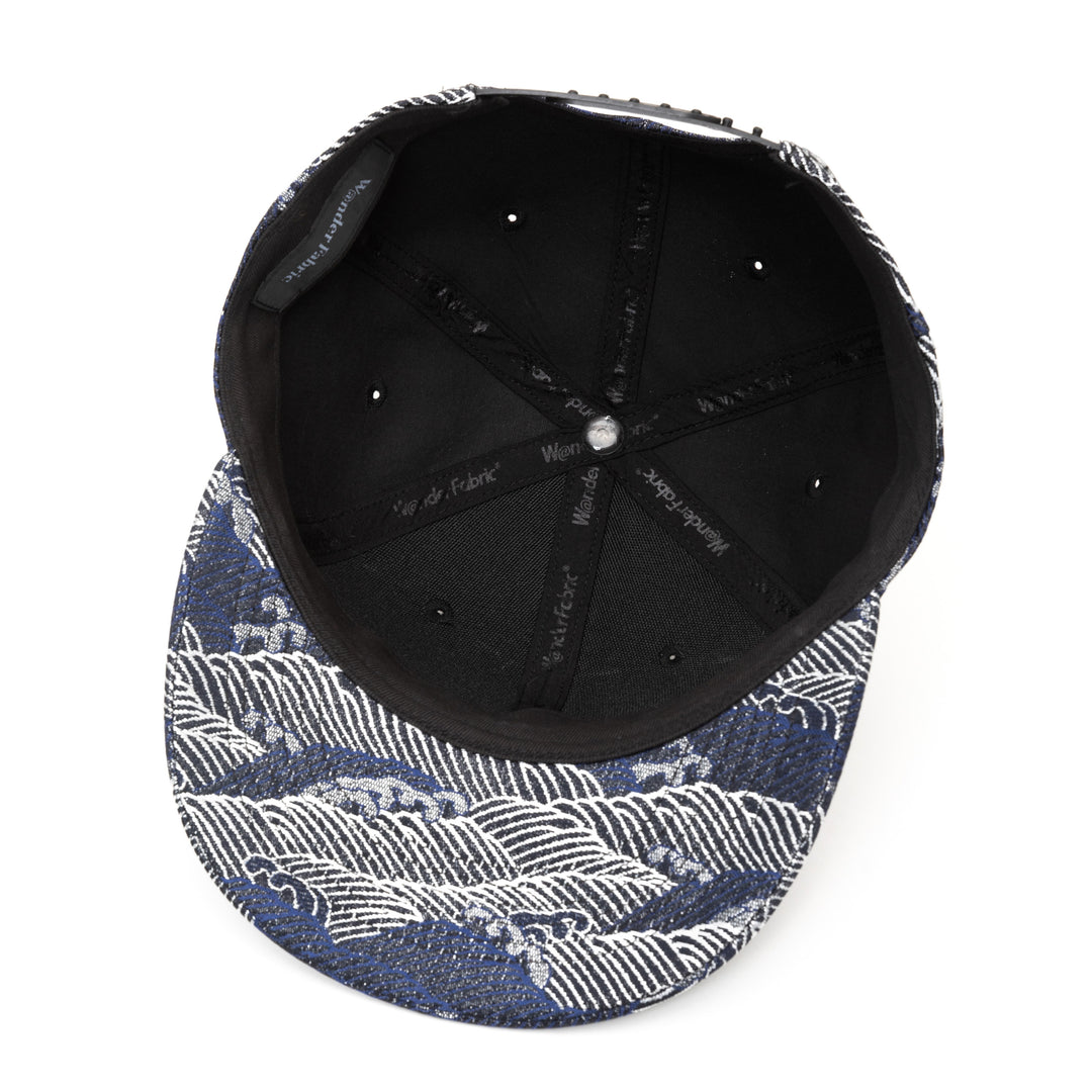 Kimono Fabric Cap - Navy Wave Pattern