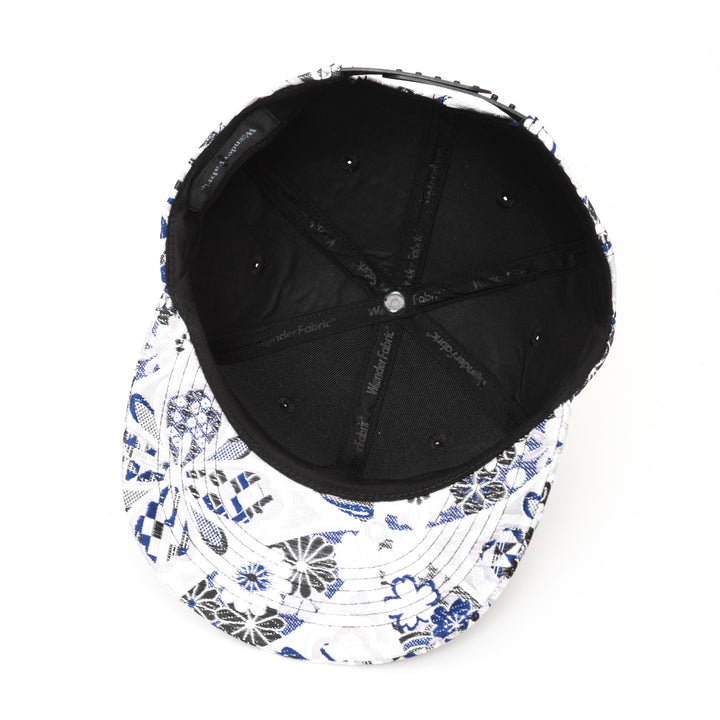 Kimono Fabric Cap - White & Blu Shippo Floral Pattern
