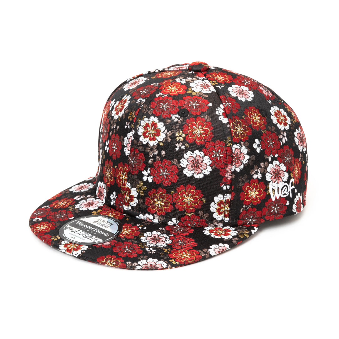Kimono Fabric Cap - Black Cherry Blossom