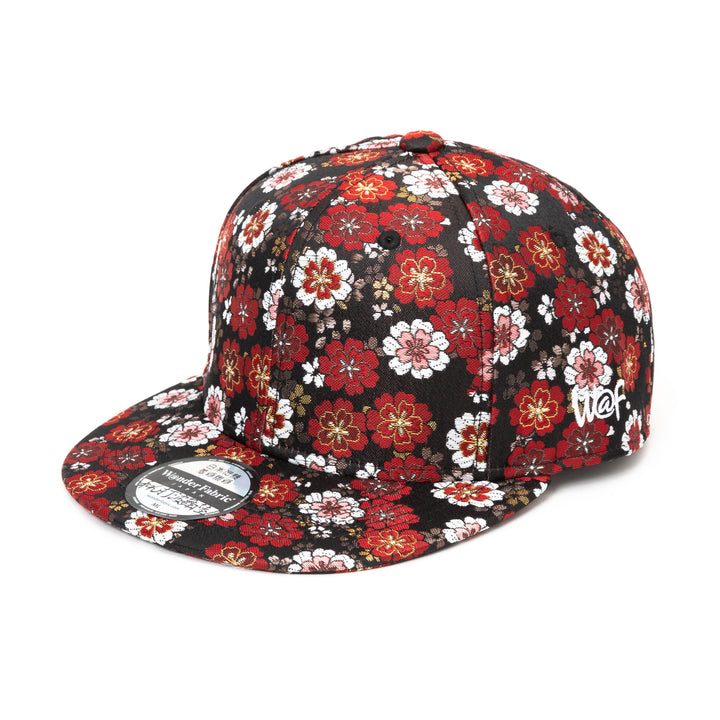 Kimono Fabric Cap - Black Cherry Blossom