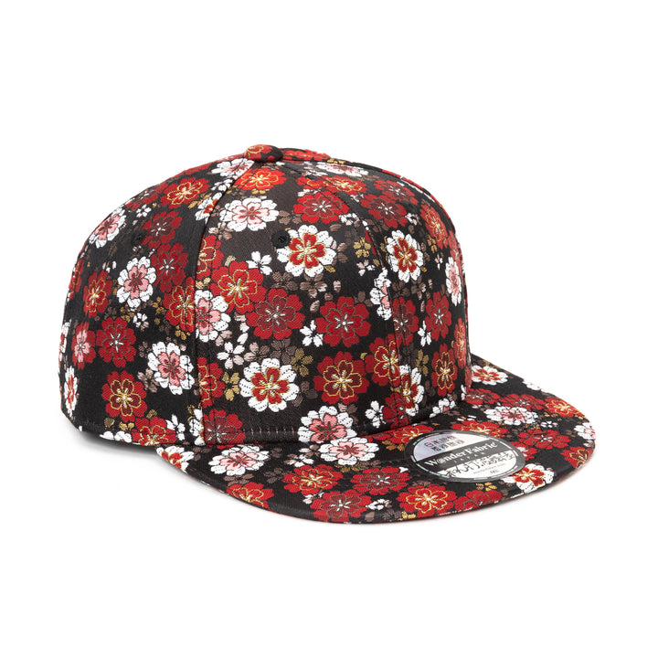 Kimono Fabric Cap - Black Cherry Blossom