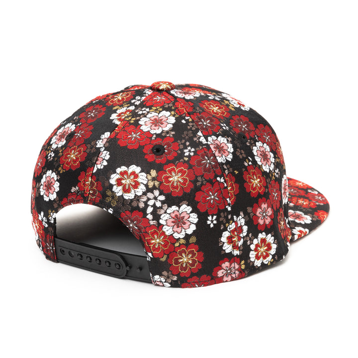 Kimono Fabric Cap - Black Cherry Blossom