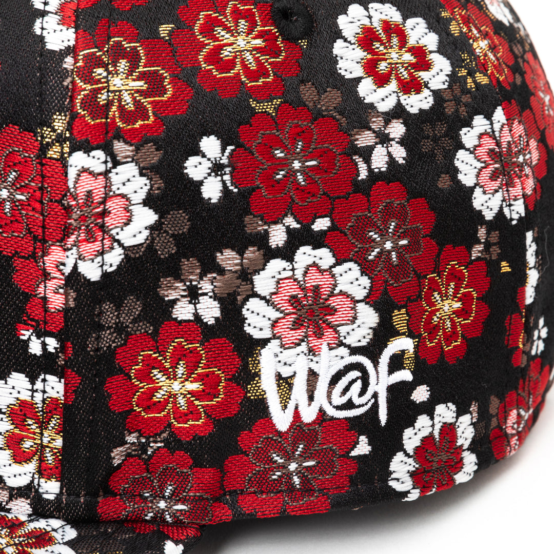 Kimono Fabric Cap - Black Cherry Blossom