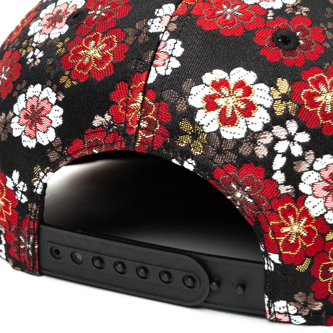 Kimono Fabric Cap - Black Cherry Blossom