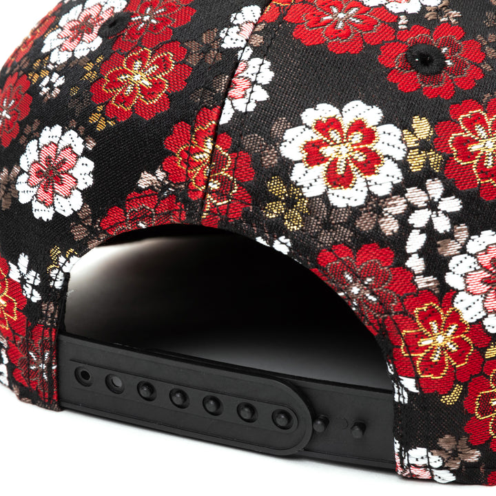 Kimono Fabric Cap - Black Cherry Blossom