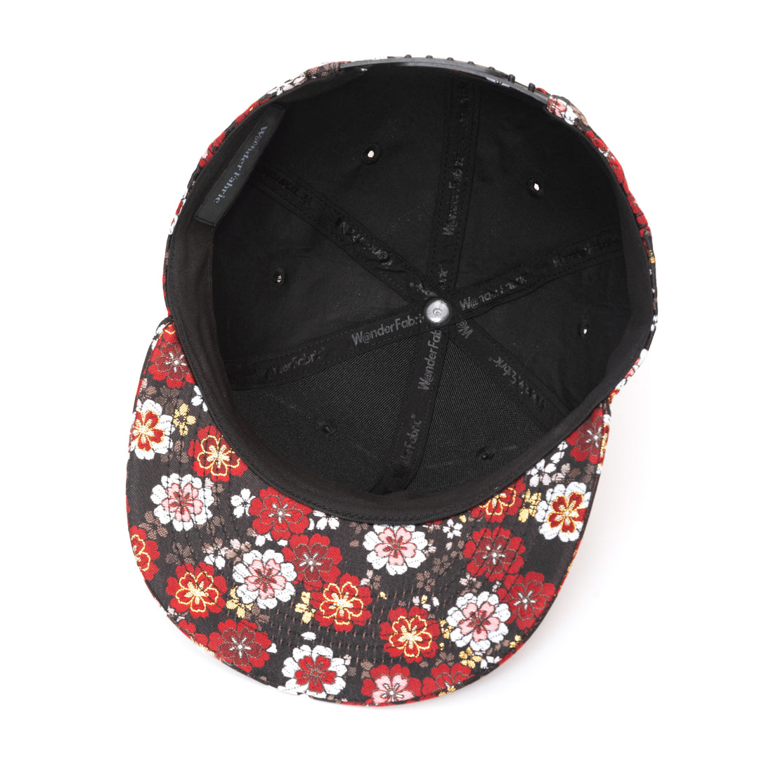 Kimono Fabric Cap - Black Cherry Blossom