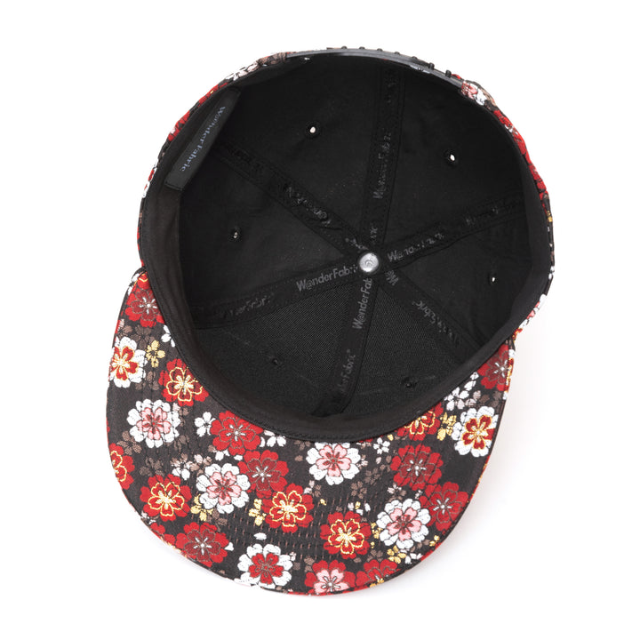 Kimono Fabric Cap - Black Cherry Blossom