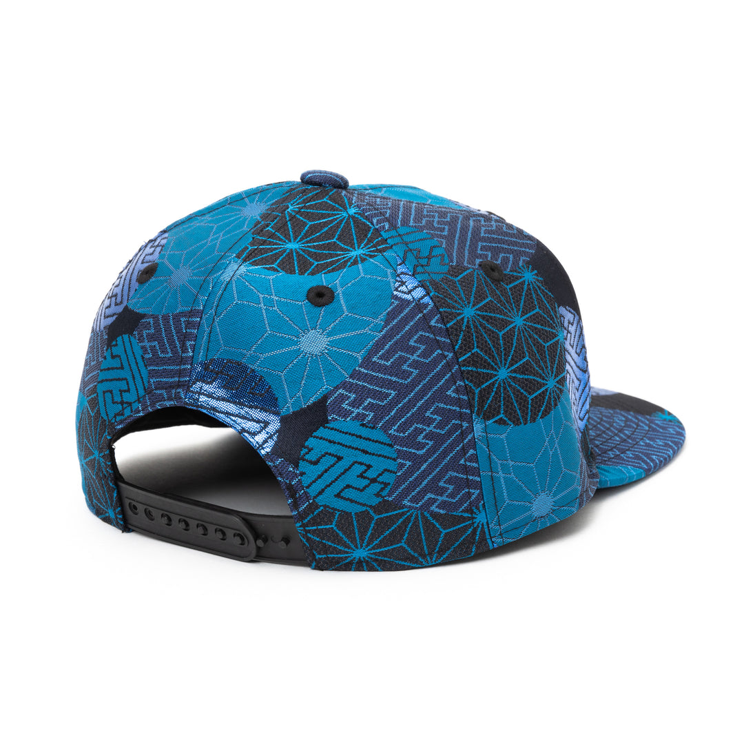 Kimono Fabric Cap - Blue Asa-no-ha Pattern Fabric
