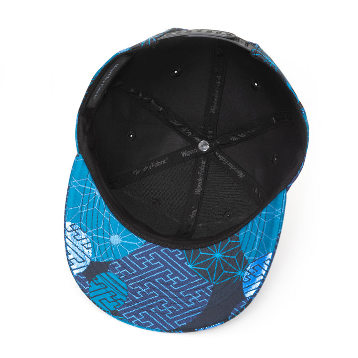 Kimono Fabric Cap - Blue Asa-no-ha Pattern Fabric