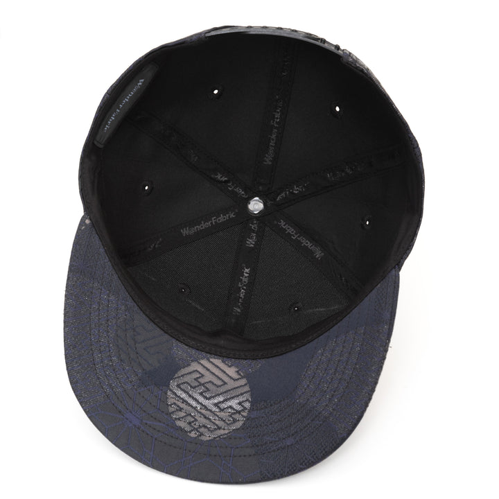 Kimono Fabric Cap - Black Asa-no-ha Pattern Fabric