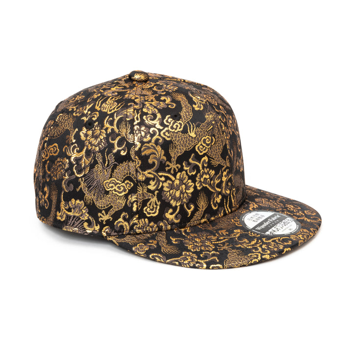 Kimono Fabric Cap - Black Gold Dragon
