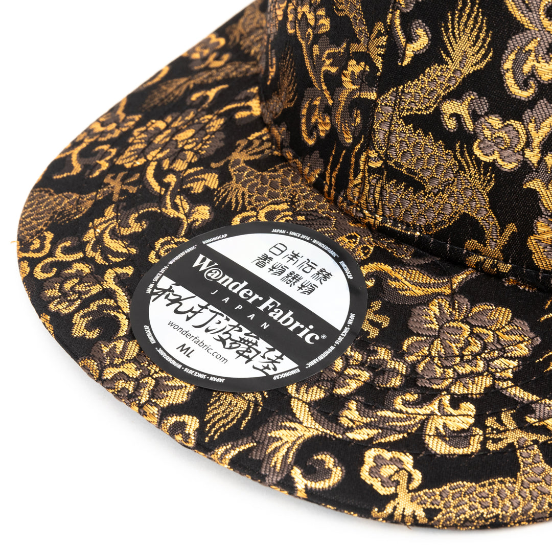 Kimono Fabric Cap - Black Gold Dragon
