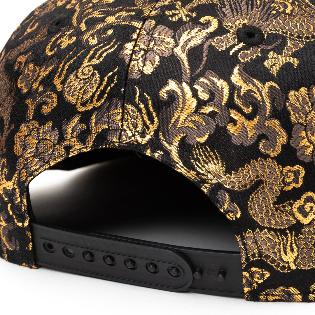Kimono Fabric Cap - Black Gold Dragon