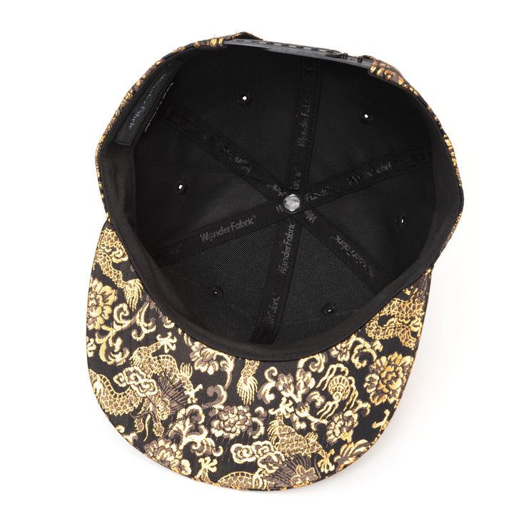 Kimono Fabric Cap - Black Gold Dragon