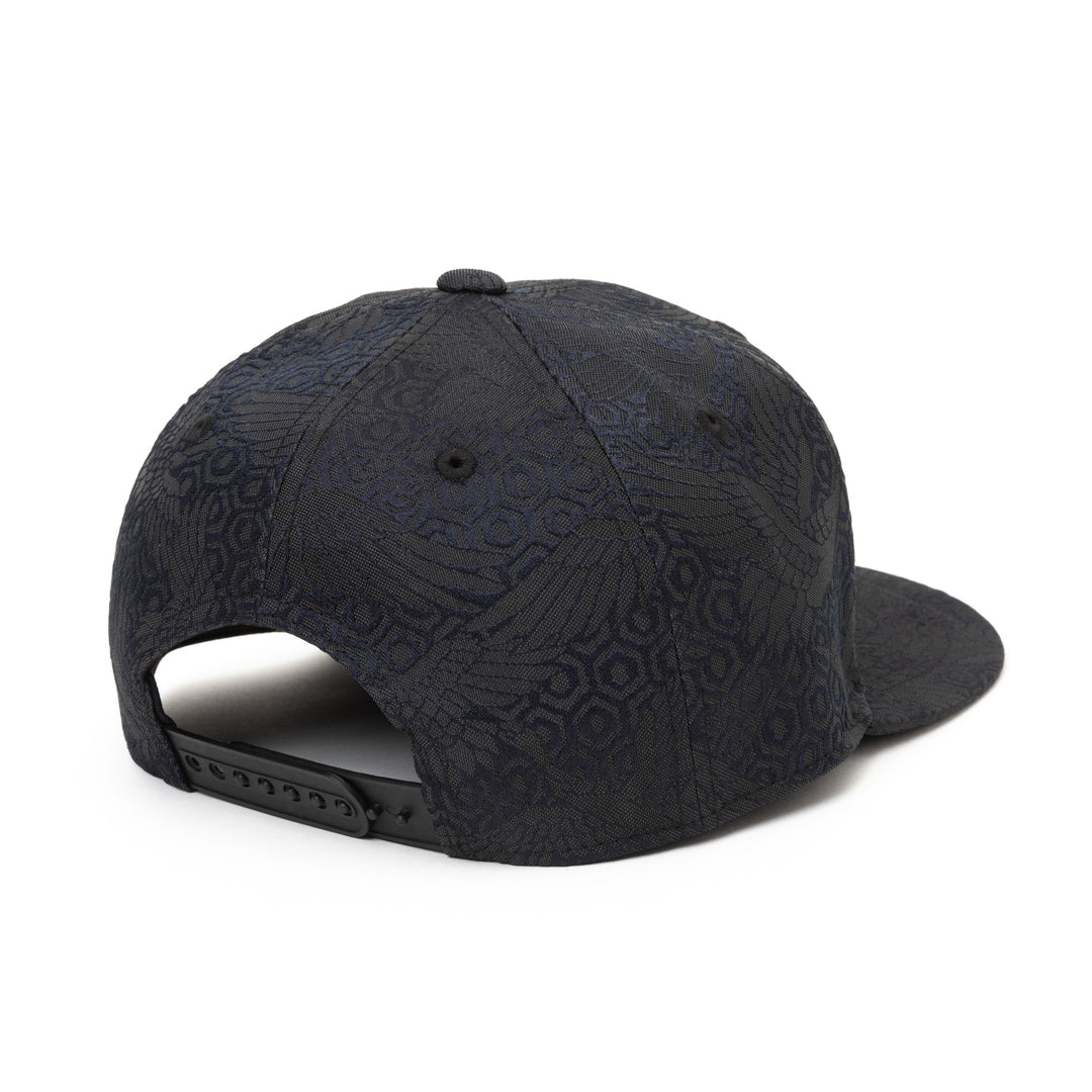 Kimono Fabric Cap - Black Background Crane
