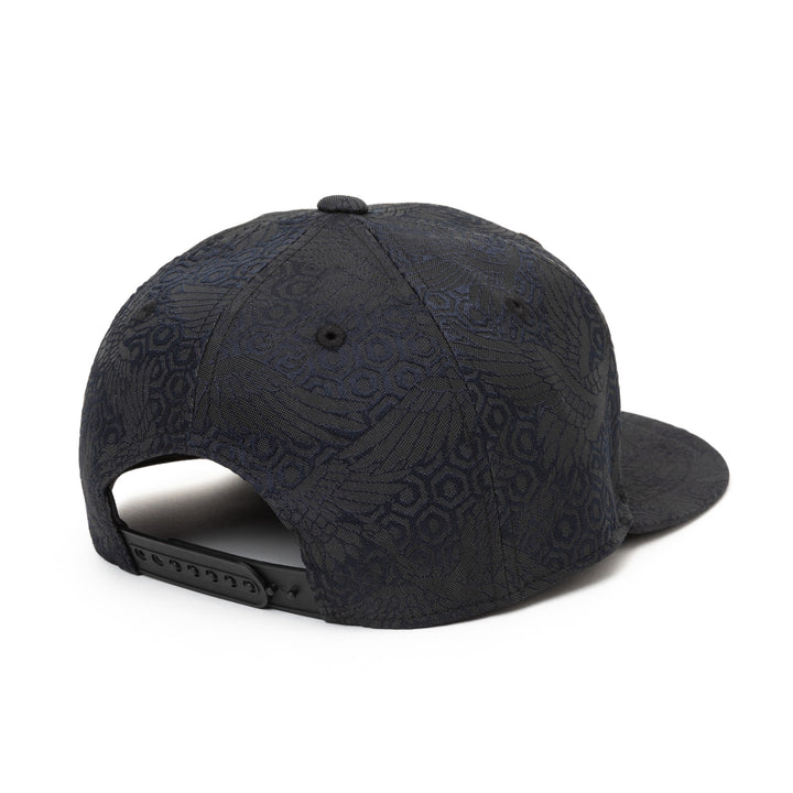 Kimono Fabric Cap - Black Background Crane