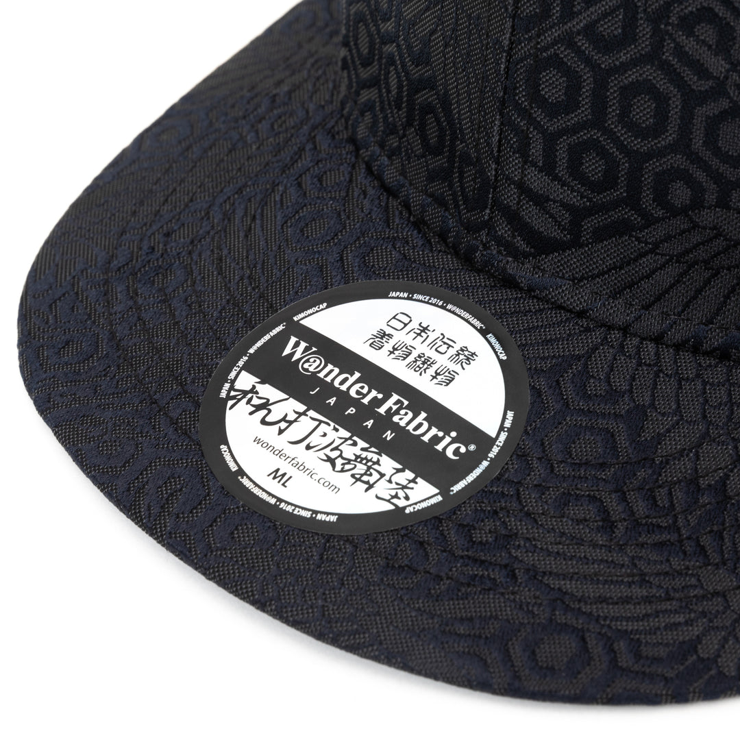 Kimono Fabric Cap - Black Background Crane