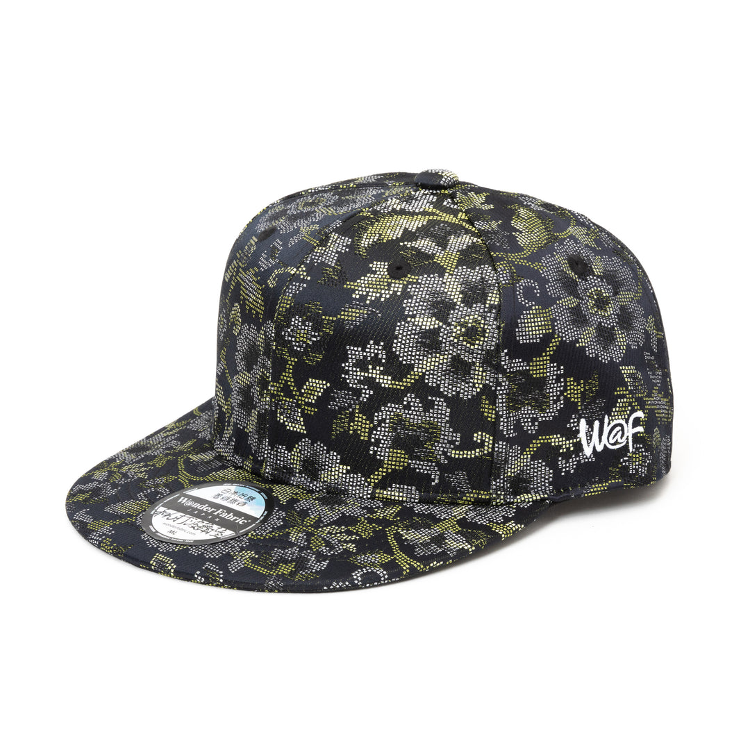 Kimono Fabric Cap - Black Background Karakusa Floral