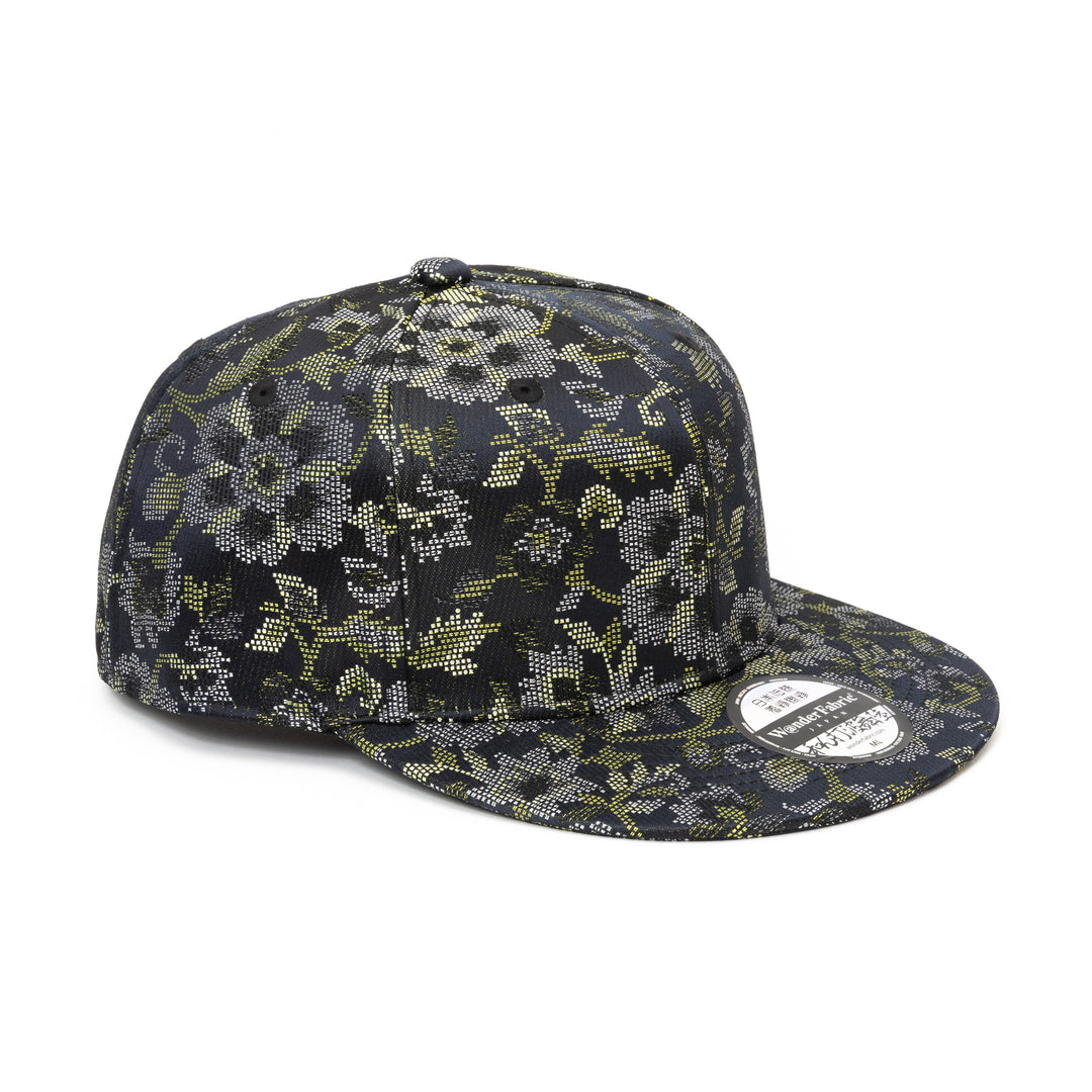 Kimono Fabric Cap - Black Background Karakusa Floral