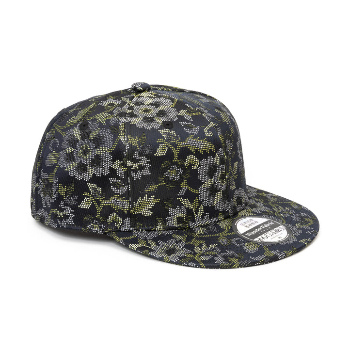 Kimono Fabric Cap - Black Background Karakusa Floral