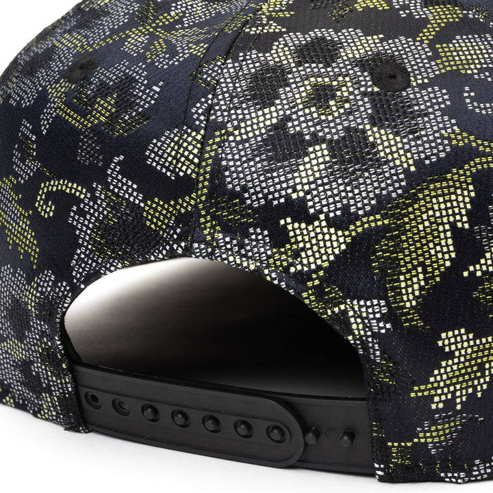 Kimono Fabric Cap - Black Background Karakusa Floral