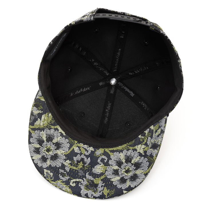 Kimono Fabric Cap - Black Background Karakusa Floral