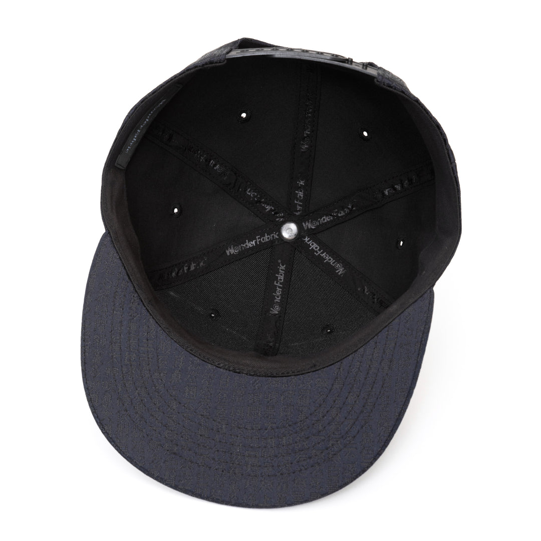 Kimono Fabric Cap - Black Heart Sutra Pattern