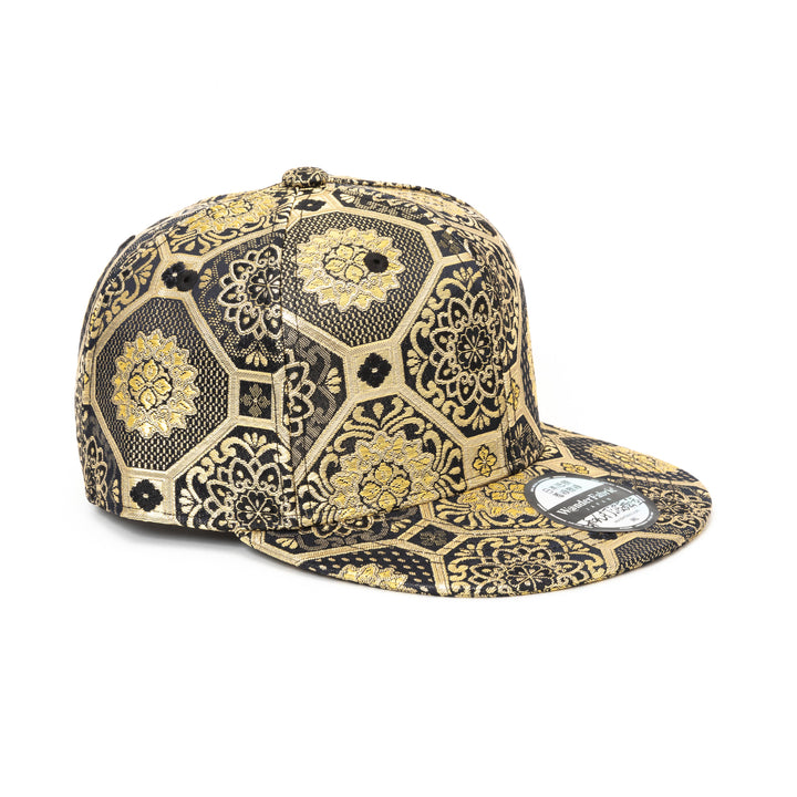 Kimono Fabric Cap - Gold Background Kikkō Pattern
