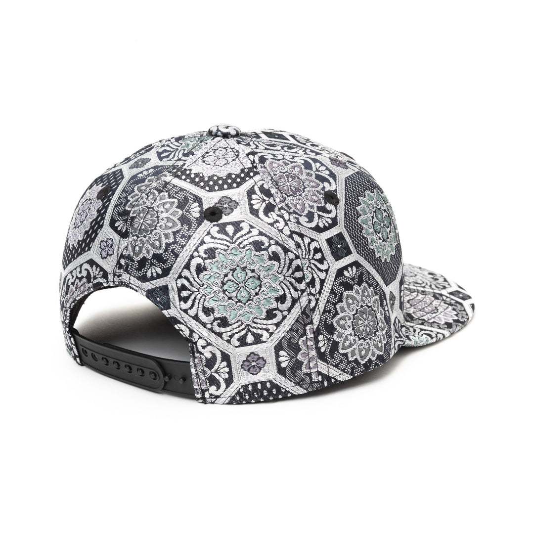Kimono Fabric Cap - Silver Background Kikkō Pattern