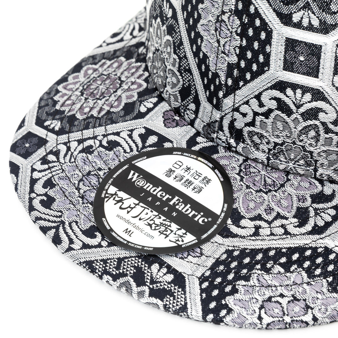 Kimono Fabric Cap - Silver Background Kikkō Pattern