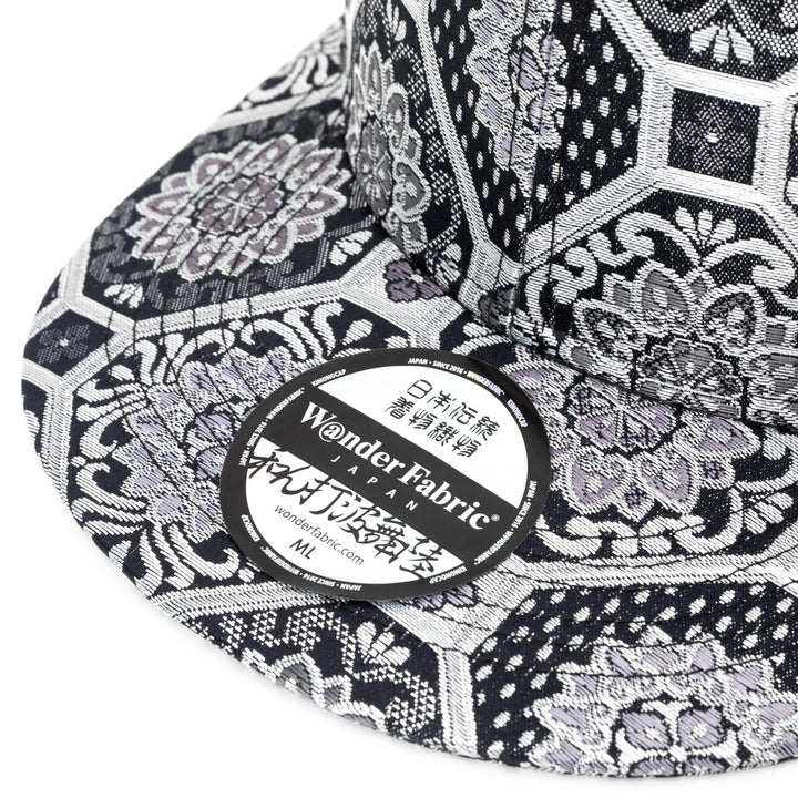 Kimono Fabric Cap - Silver Background Kikkō Pattern