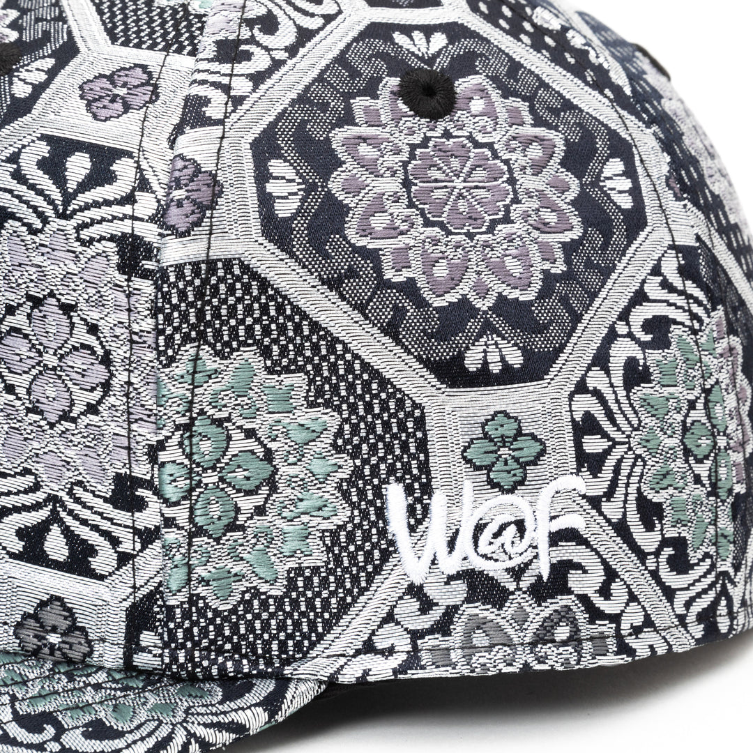 Kimono Fabric Cap - Silver Background Kikkō Pattern
