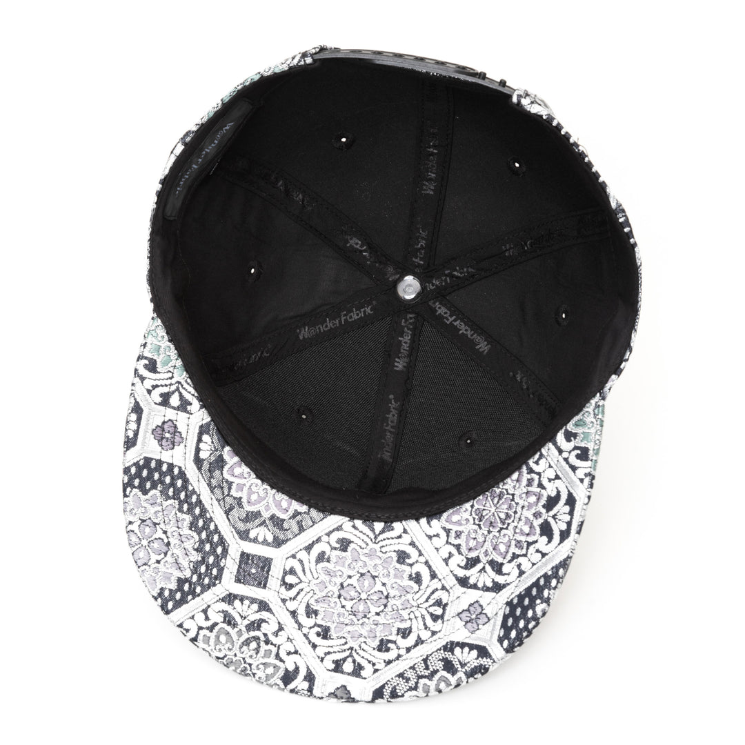 Kimono Fabric Cap - Silver Background Kikkō Pattern