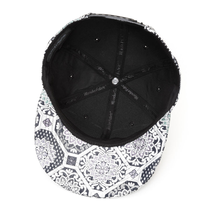 Kimono Fabric Cap - Silver Background Kikkō Pattern