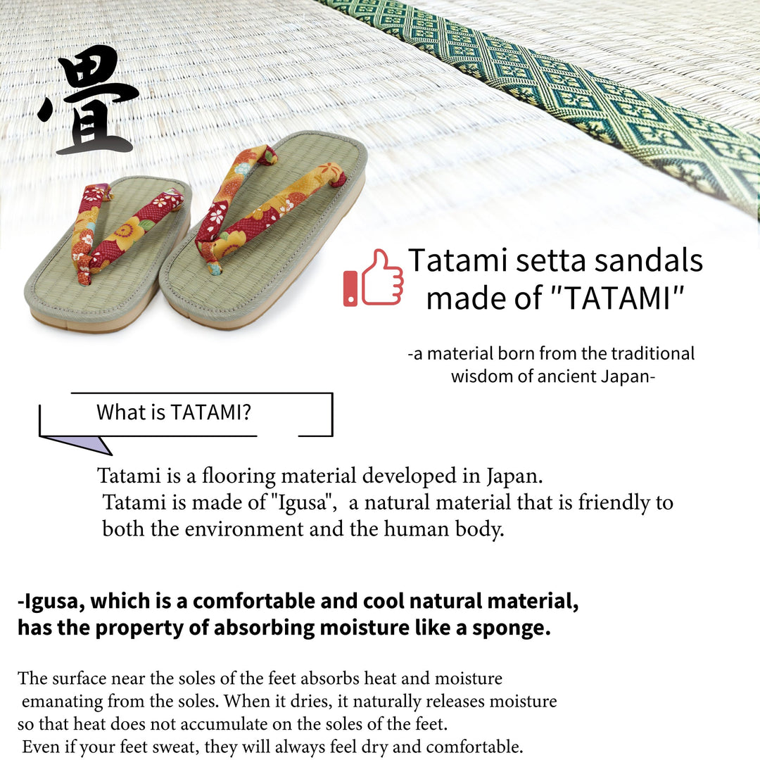 Woman's Tatami setta sandals : Orange Flex-leaf pattern