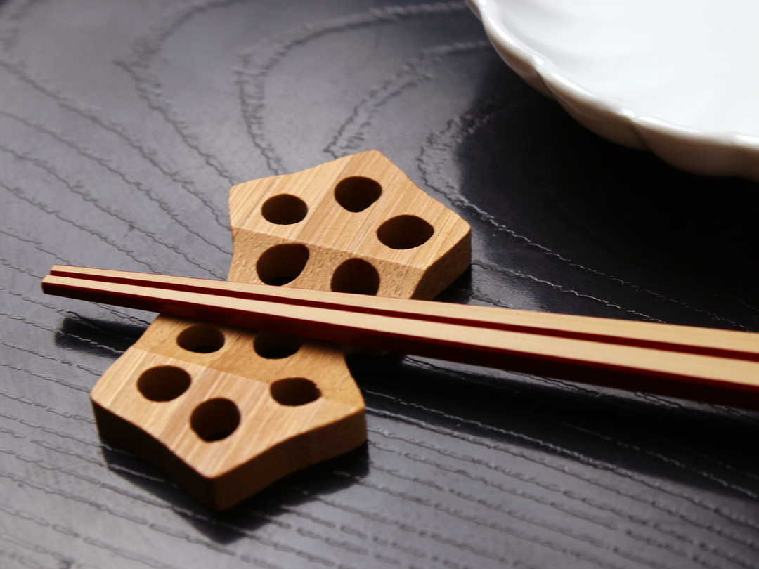 Bamboo Hashioki Utensil Chopstick Rest Set Vegetables