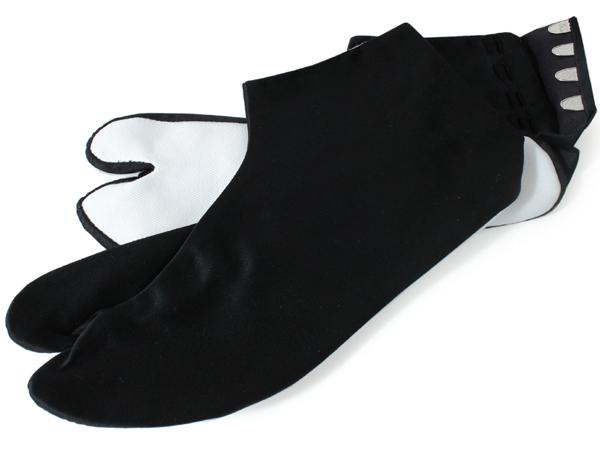 Men's Cotton Japanese Kimono Tabi Socks with 4 Kohaze Clasps Black Satin