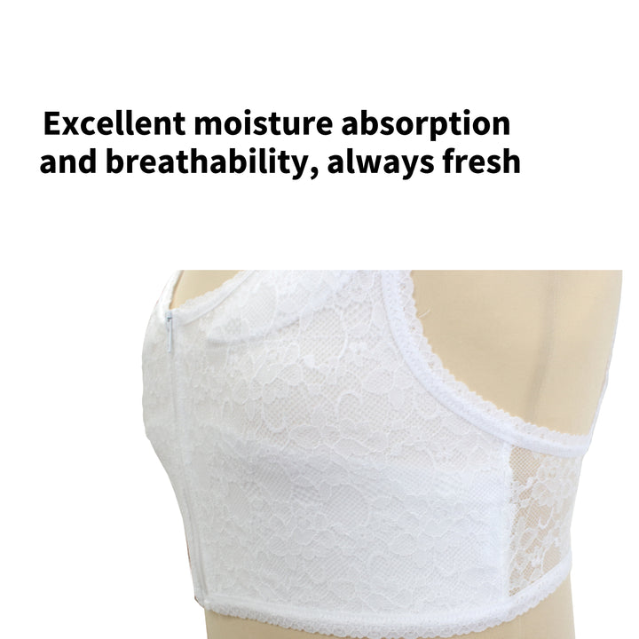 Women's stretch kimono bra underwear front fastener with pocket and correction pad