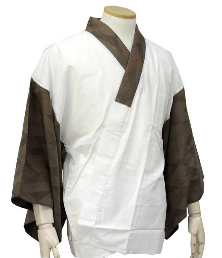 Men's Cotton Hanjuban, Kimono Innerwear- Brown Geometric DANKAN