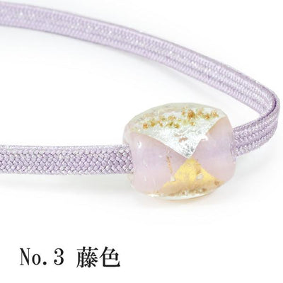 Obijime Kimono Cord With Glass Beads Gold & Silver Obidome - Purple