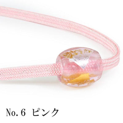 Obijime Kimono Cord With Glass Beads Gold & Silver Obidome - Pink