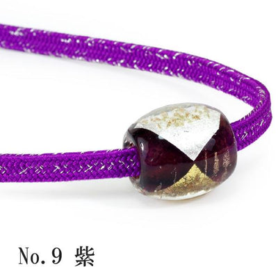 Obijime Kimono Cord With Glass Beads Gold & Silver Obidome - Violet