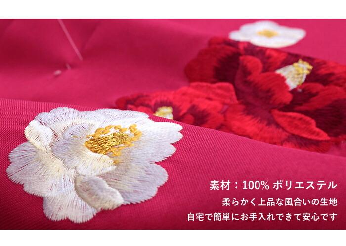 Women's Japanese Kimono Hakama Skirt Camellia Embroidery Gradient Color