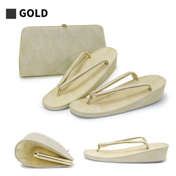 Women's zori sandals and bag set for TEA ceremony【Gold /Silver】