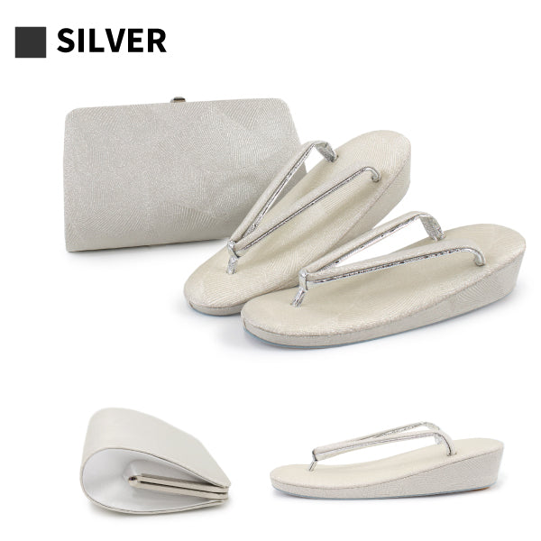 Women's zori sandals and bag set for TEA ceremony【Gold /Silver】