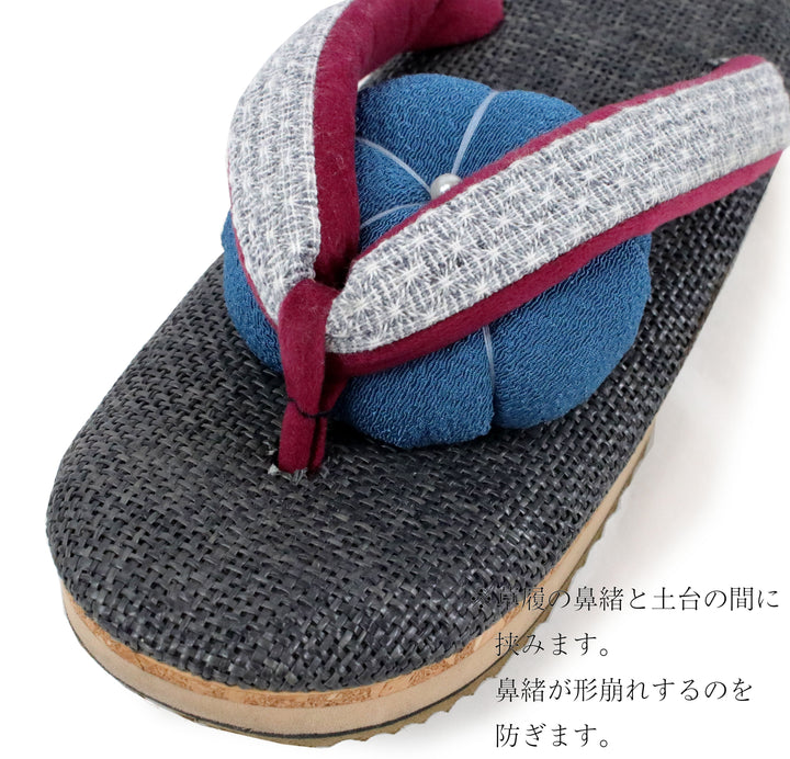 Japanese Kimono Geta Sandal Shape Keeper Charcoal Cotton - Blue